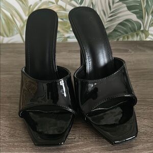 Charlotte Russe Black Mules Sleek Patent Leather